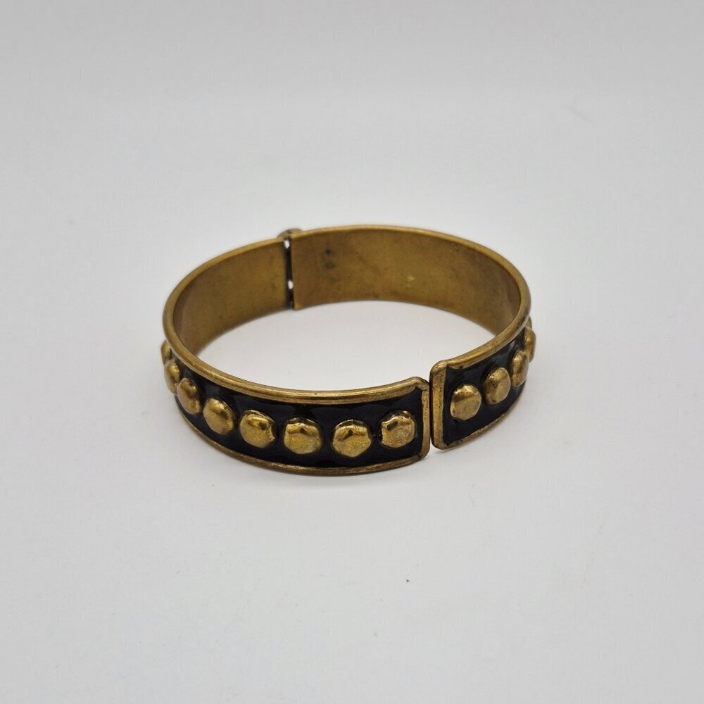 Black and Gold Hinged Cuff Bracelet